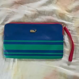 Vineyard Vines - Striped Zipper Aviator Blue Clutch Wristlet